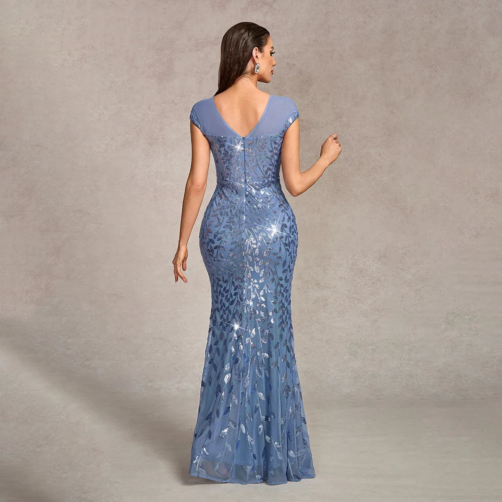 FZ Women Long Sequin Mermaid Floor-Length Cocktail Evening Dress