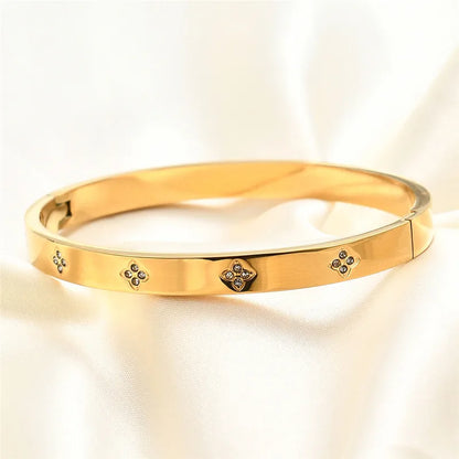 FZ Gold Color Zircon Flower Stainless Steel Bracelet - FZwear