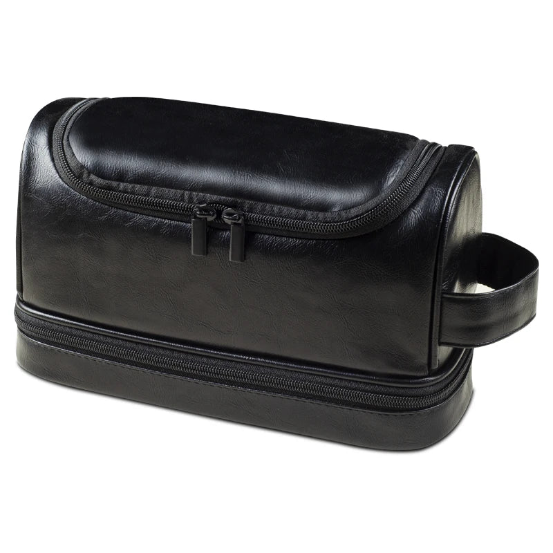 FZ Men's Leather Travel Organizer Water-resistant Toiletry Bag