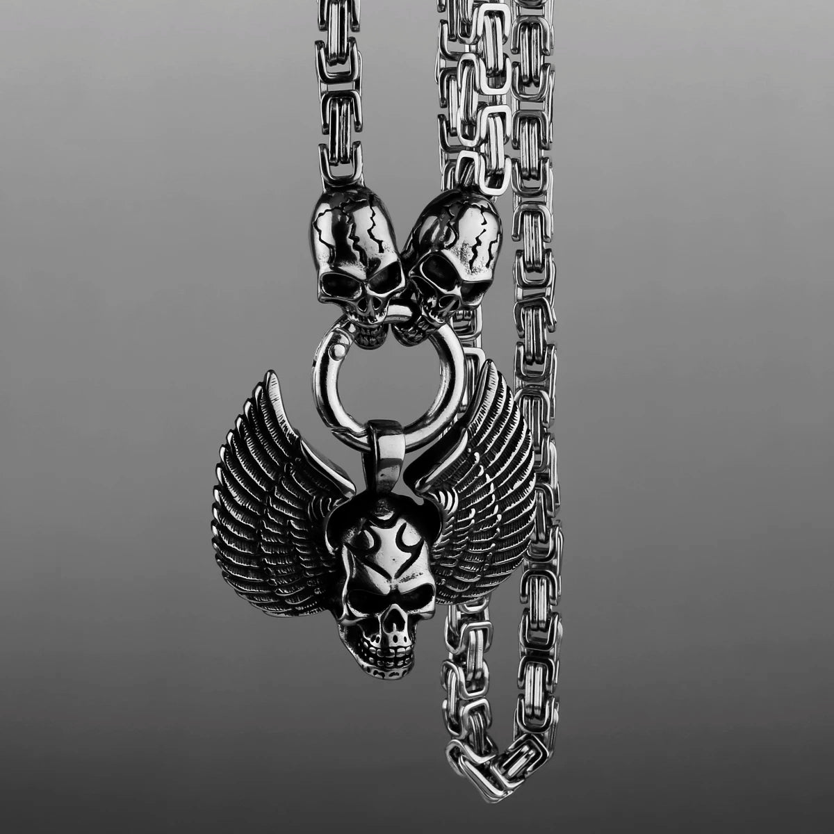 FZ Angel Wings Skull Pendant Ghost Head High Quality Stainless Steel Necklace - FZwear