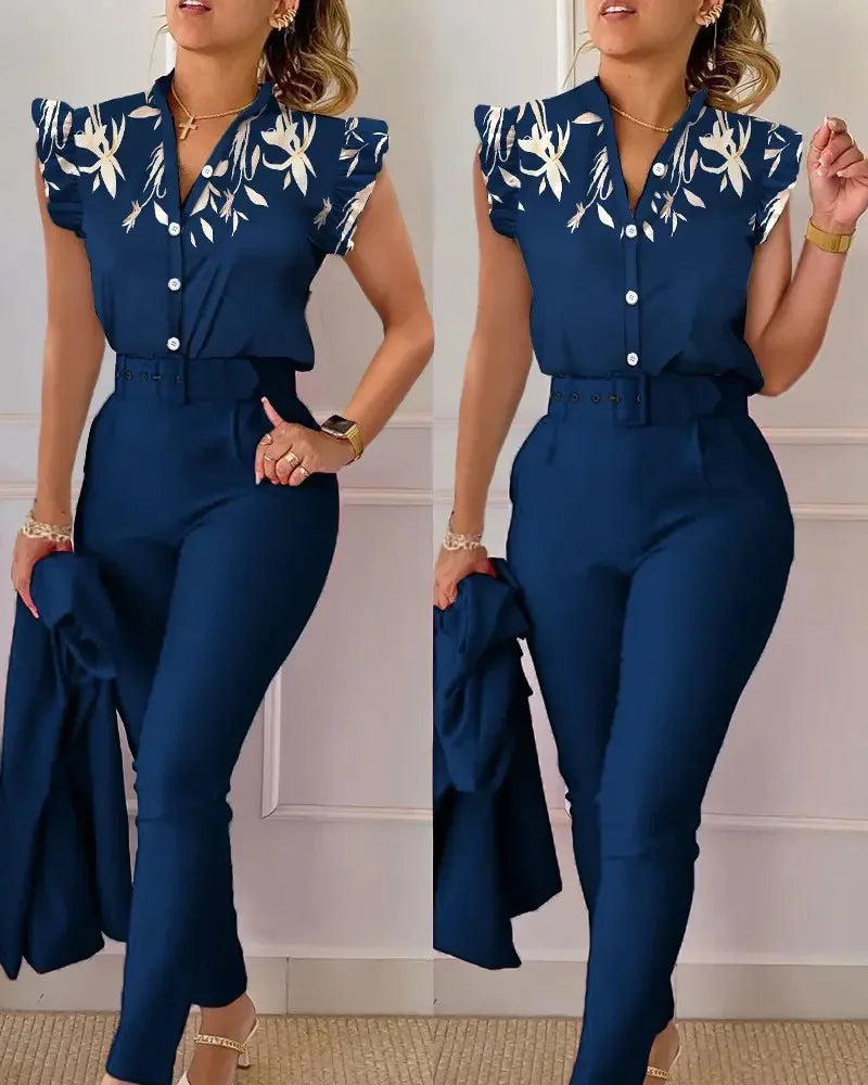 FZ Women's Fashion Print Two Piece Pants Suit - FZwear