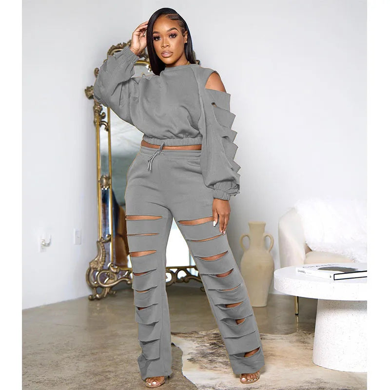 FZ Women's Energetic Suitable SexyShinny Chic Slim Two Piece Pants Suit - FZwear