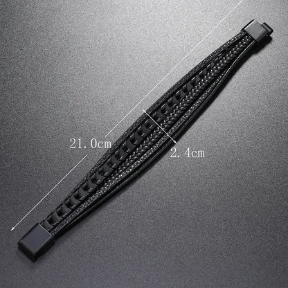 FZ Multi-layer Leather Rope Woven Leather Titanium Steel Magnetic Buckle Bracelet - FZwear