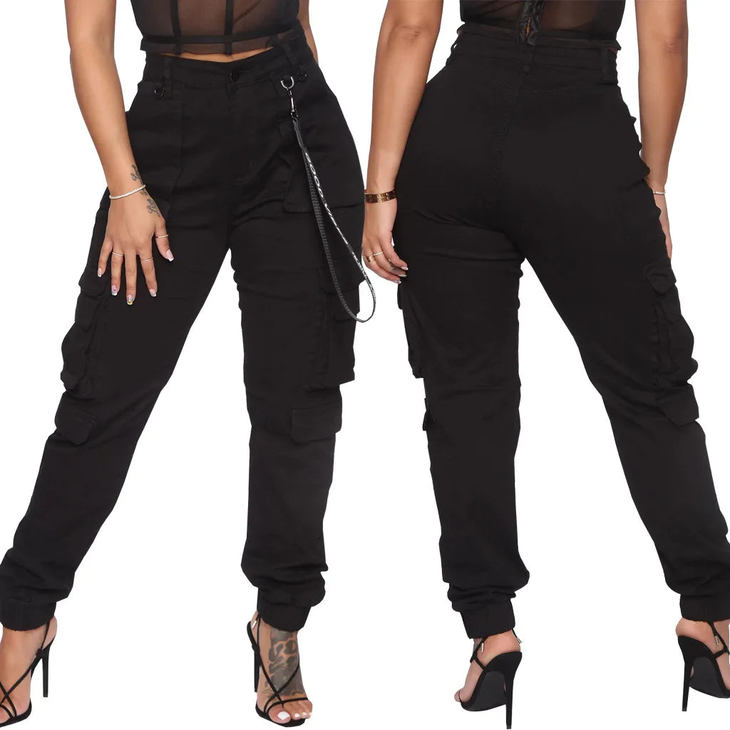 FZ Women's Camouflage Print Streetwear High Waist Side Pockets Cargo Pants - FZwear