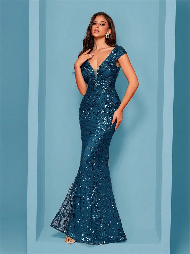FZ Women's Mermaid Formal Sequins Cocktail Evening Dress