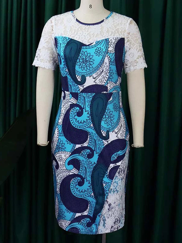 FZ Women's Large Mesh Patchwork Tight Curvy Dress