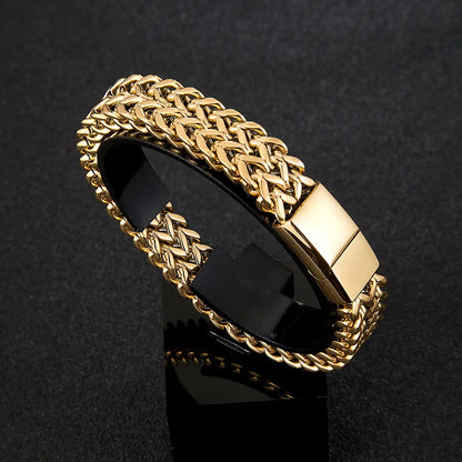 FZ Punk 12mm Wide Cuban Link Chain Stainless Steel Motorcycle Bracelet - FZwear