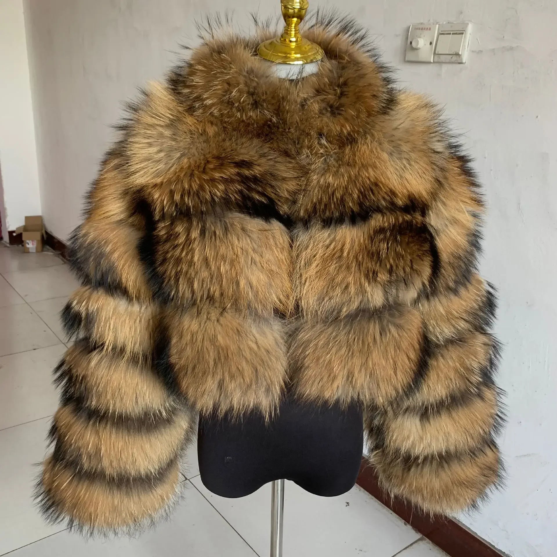 FZ Women's Faux Fur Open Stitch Furry Outerwear Jacket