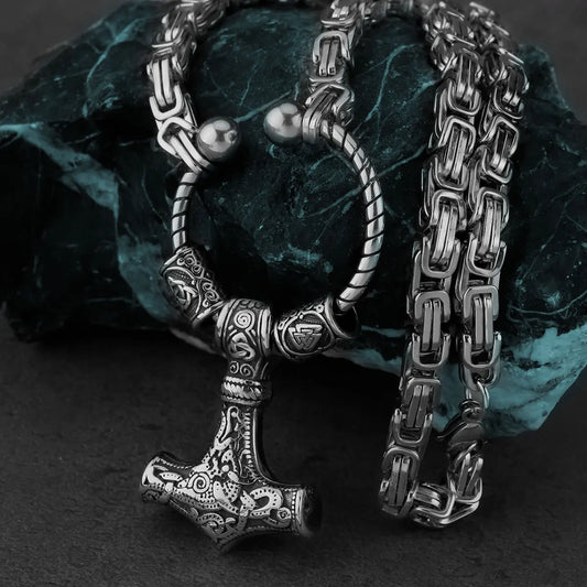 FZ Stainless Steel Thor's Hammer Nordic Viking Necklace