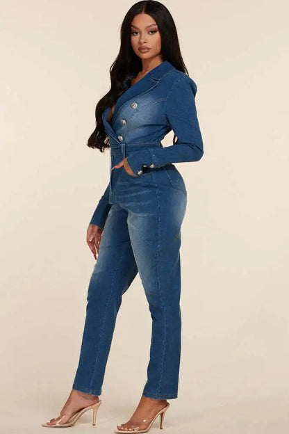 FZ Women's Fashion Streetwear Pencil Denim Jumpsuit - FZwear