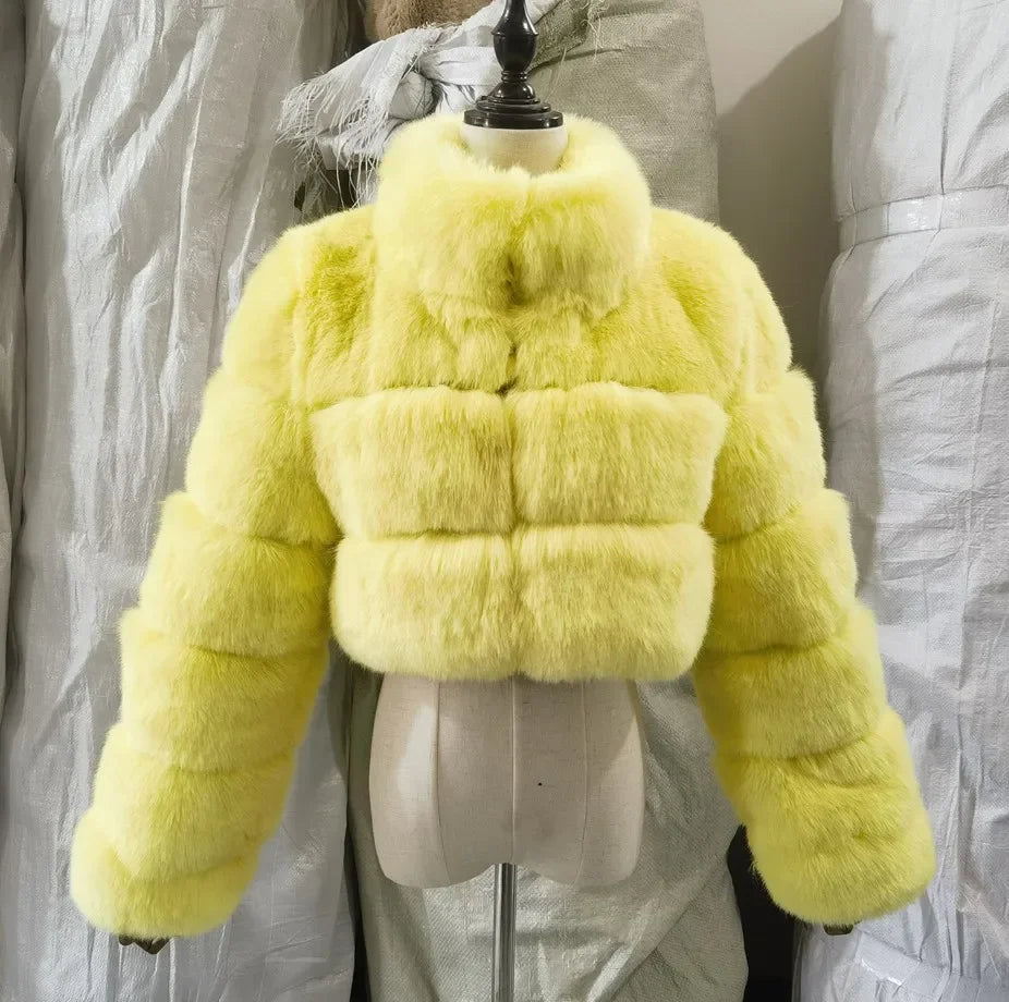 FZ Women's Faux Fur Open Stitch Furry Outerwear Jacket