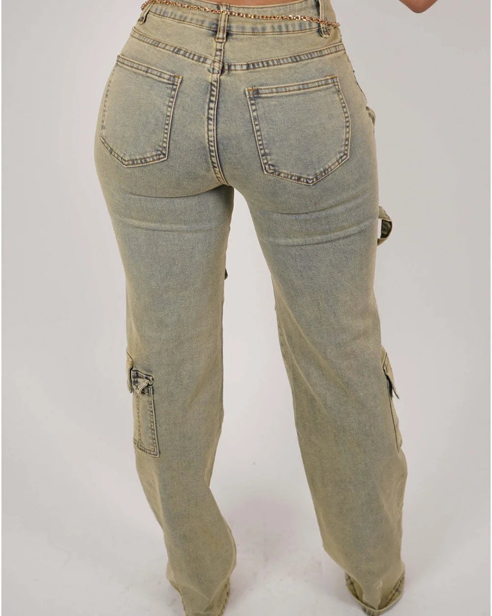 FZ Women's Retro Denim High Waisted Button Zipper Pants