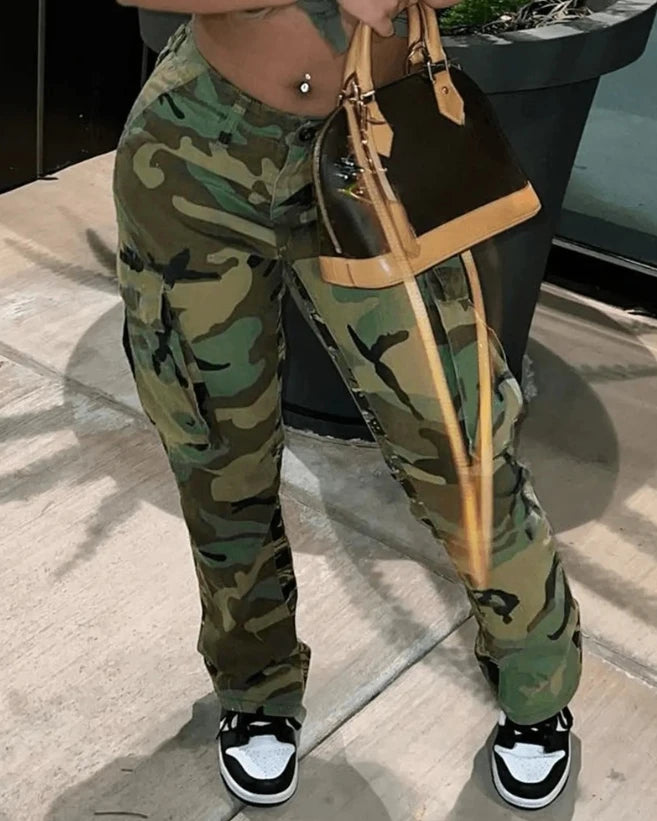 FZ Women's Camouflage Print High Waist Cargo Pants DSers