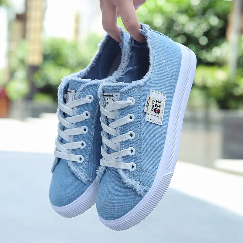 FZ Women's Canvas Low Top Lace-Up Denim Sneakers
