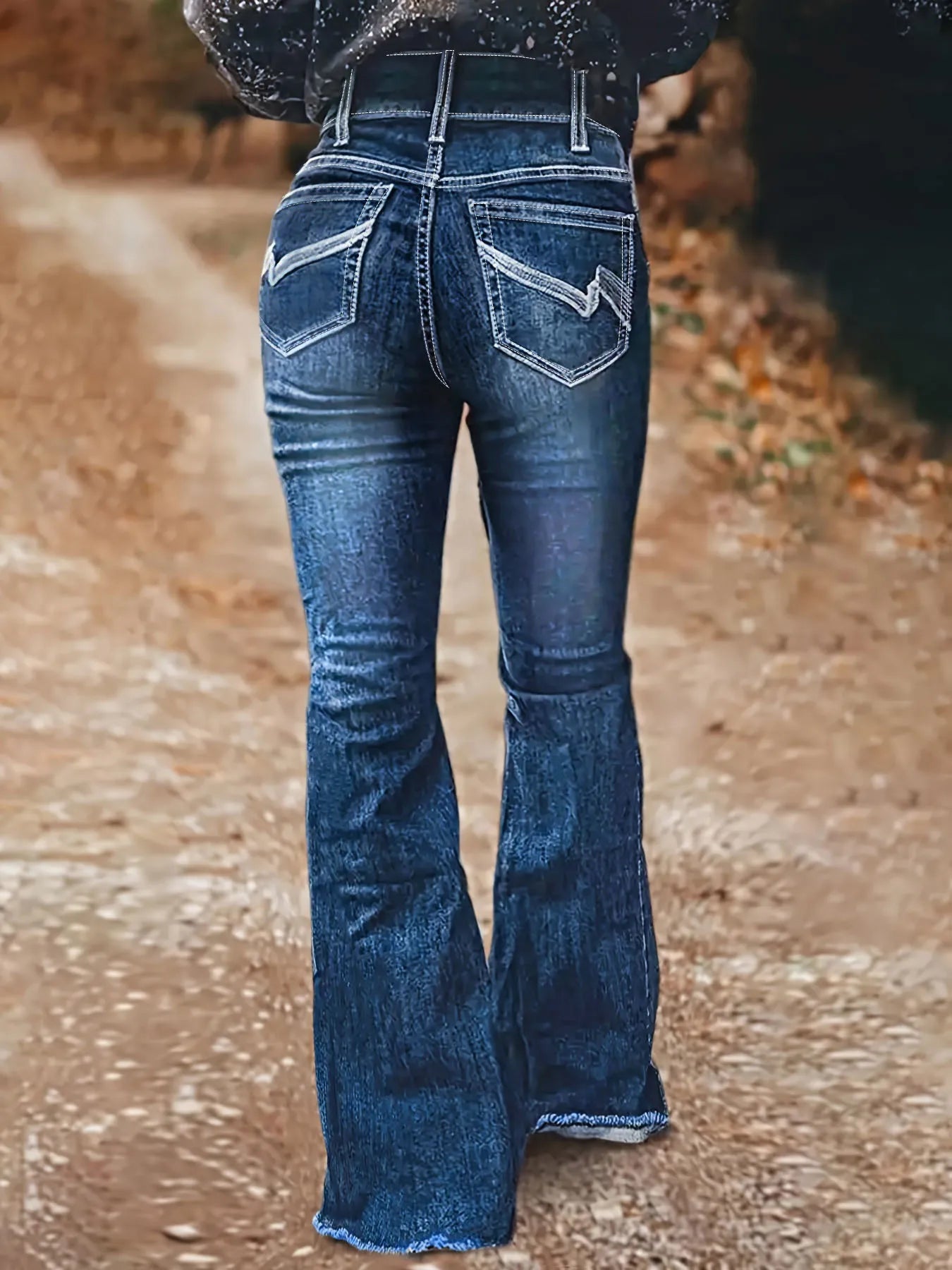 FZ Women's Plus Size Embroidered Burr Edge High Waist Bullet Retro Denim Pants