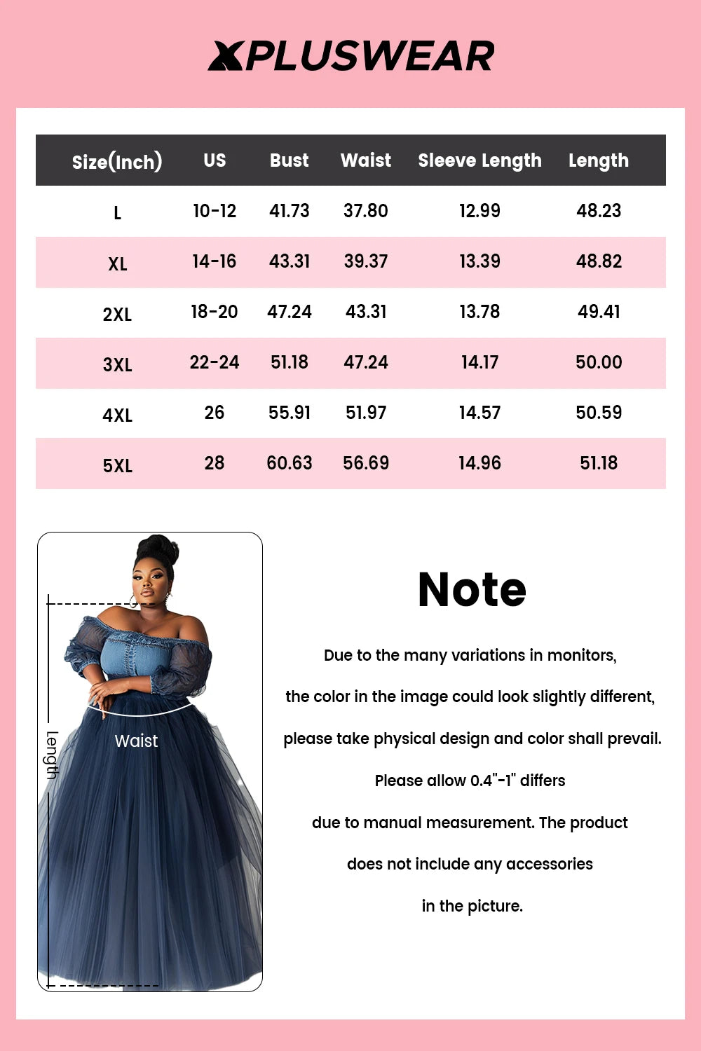 FZ Women's Plus Size Off The Shoulder See Through Contrast  Maxi Denim Evening Dress