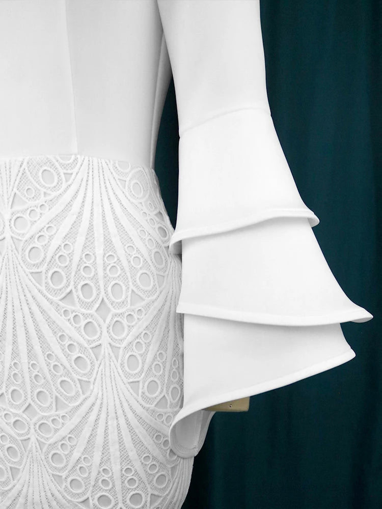 FZ Women's High Neck Long Flare Sleeve Empire Cocktail Evening Dress