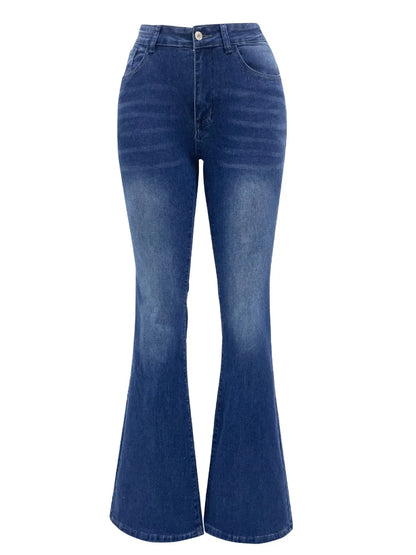 FZ Skinny Flared High Waist Button Pocket Denim Pants