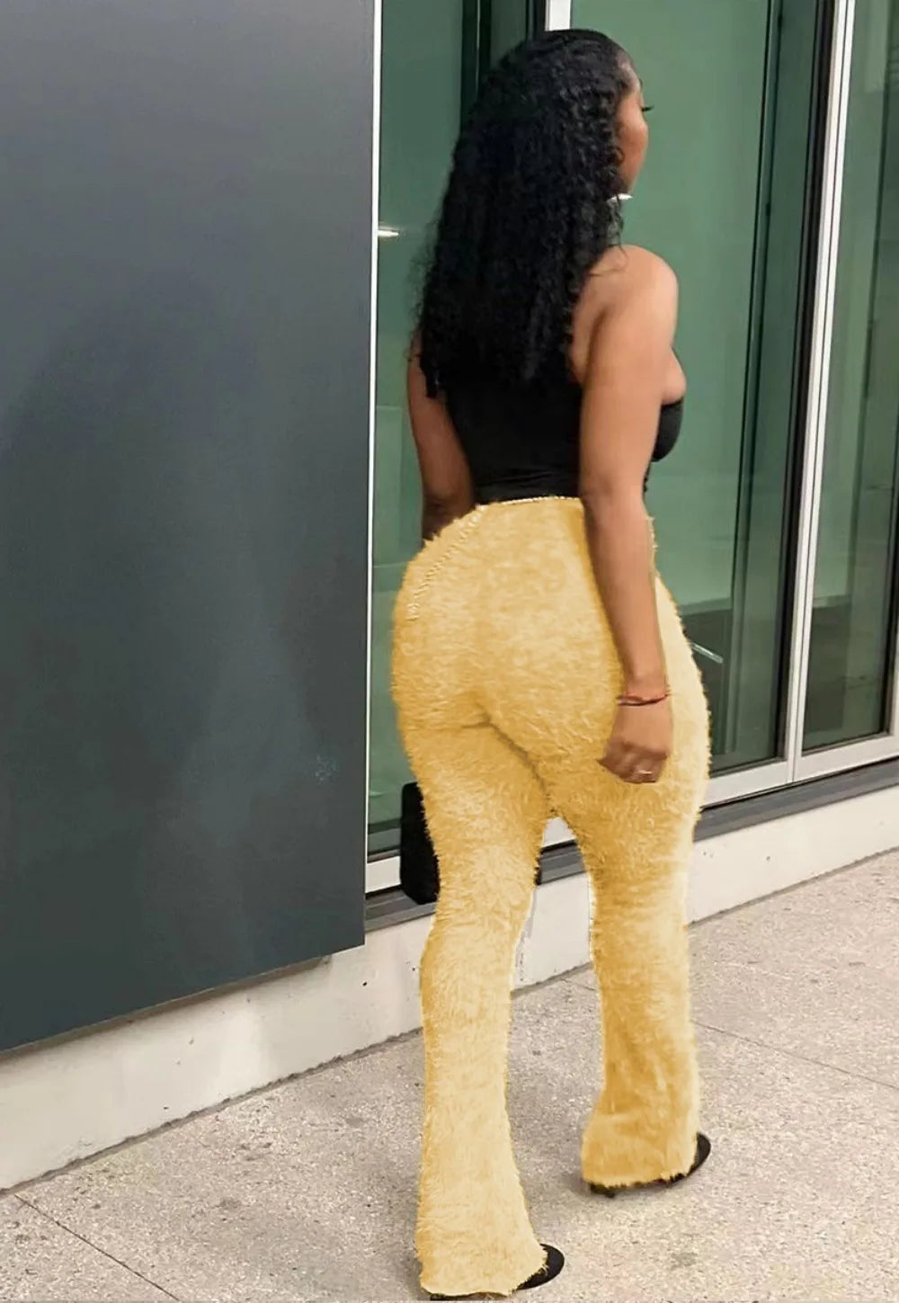 FZ Women's Fur Woolen Skinny High Waisted Solid Color Slim Pants - FZwear