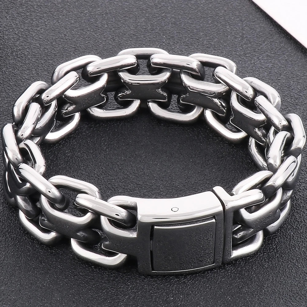 FZ Chunky Chain Polished and Brushed Stainless Steel Bracelet - FZwear