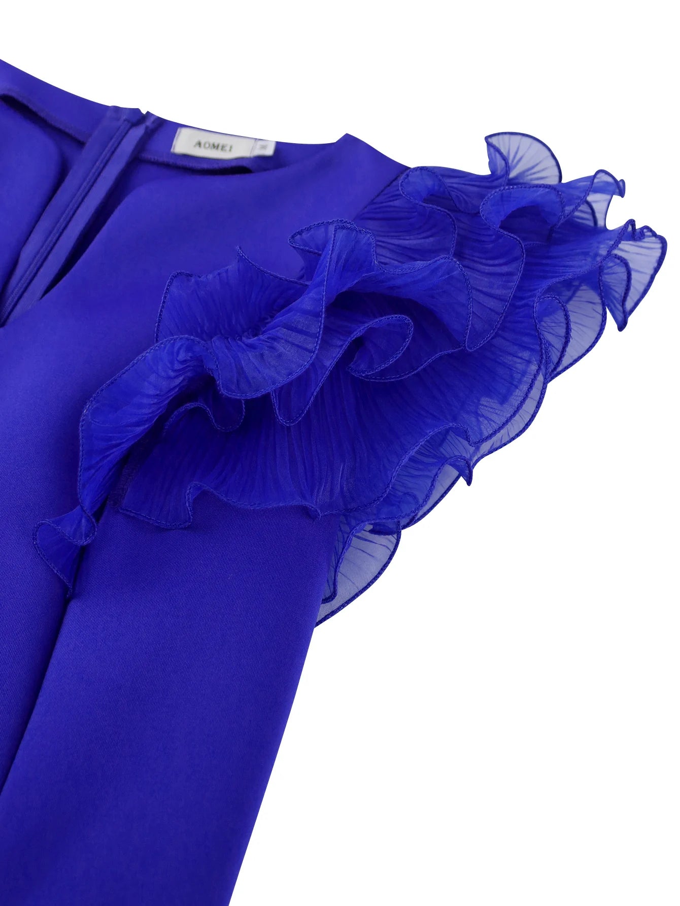 FZ Women's V Neck Mesh Patchwork Flying Sleeve Mermaid Dress