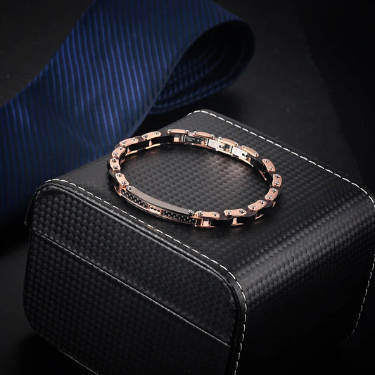 FZ Stainless Steel Black Zircon Classic Plated Bracelet