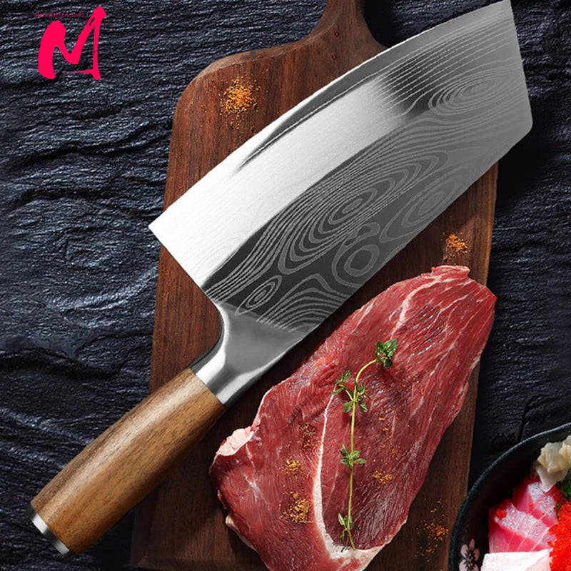 FZ Stainless Steel Razor Sharp Wood Handle Kitchen Knife - FZwear