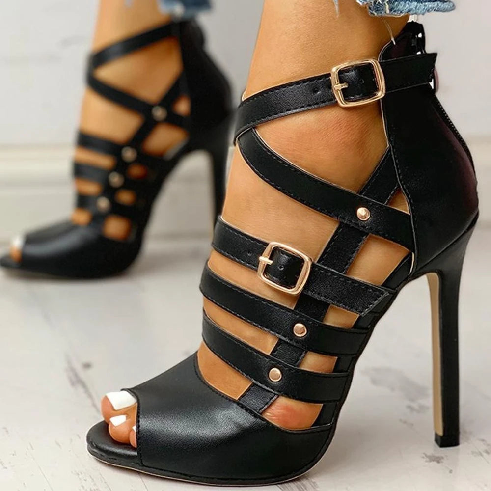 FZ Women's Gladiator High Heels Open Toe Stiletto Sandals Shoes