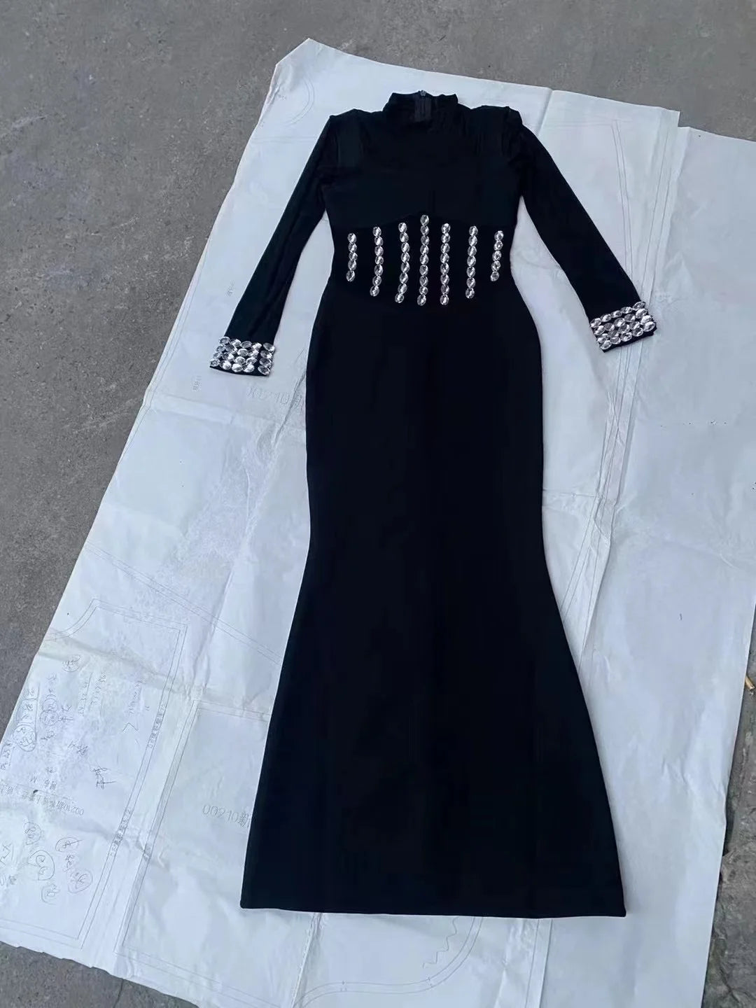 FZ Women Long Sleeve Sexy Big Crystal Evening Cocktail Dress - FZwear