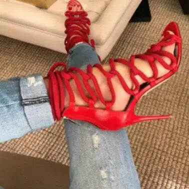 FZ Women's Cross Tied Gladiator Rope High Heels Sandals Shoes
