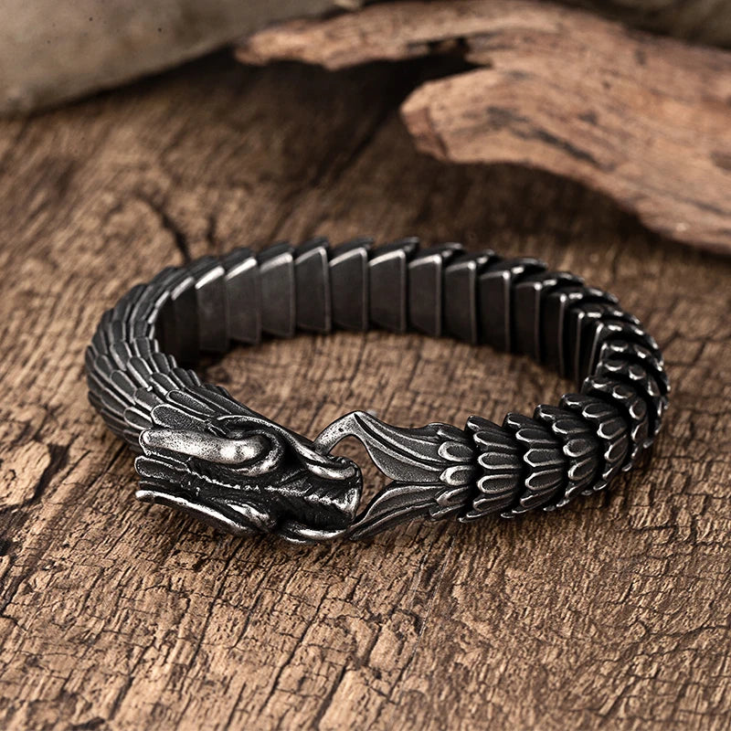 FZ Trendy Dragon Scale Pattern Domineering Retro Stainless Steel Bracelet - FZwear