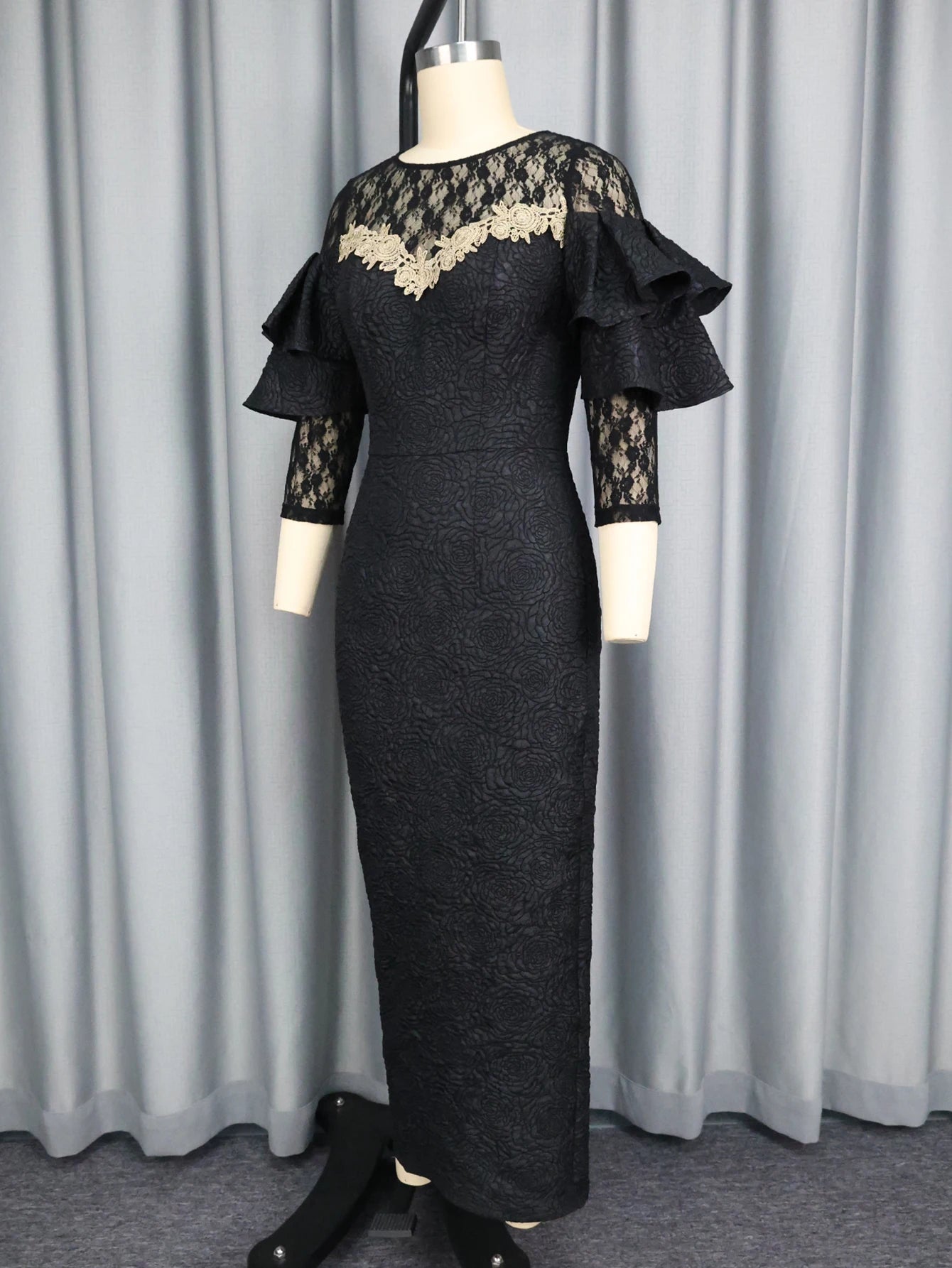 FZ Women's Butterfly 3/4 Sleeve High Waist Package Hip Evening Dress