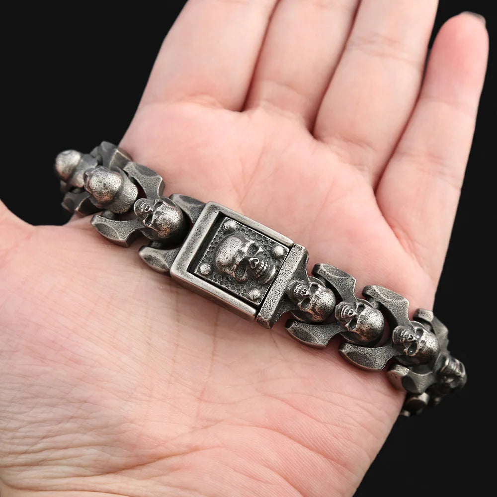 FZ Stainless Steel fDomineering Hip Hop Style Skull Bracelet DSers