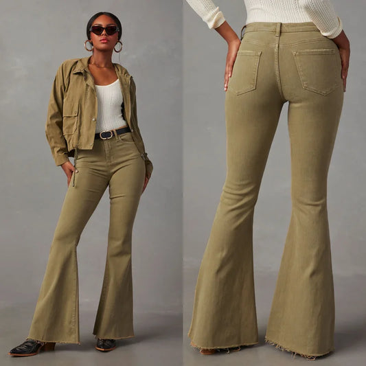 FZ Women's Flare Streetwear 90s Vintage Wide Leg Denim Pants - FZwear