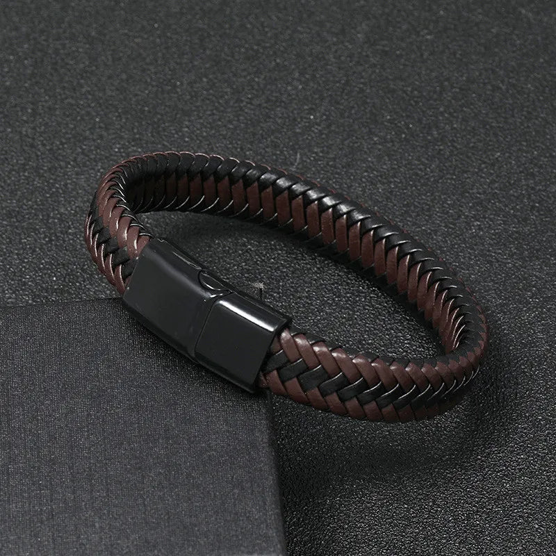 FZ Retro Button Braided Classic Genuine Leather Bracelet - FZwear