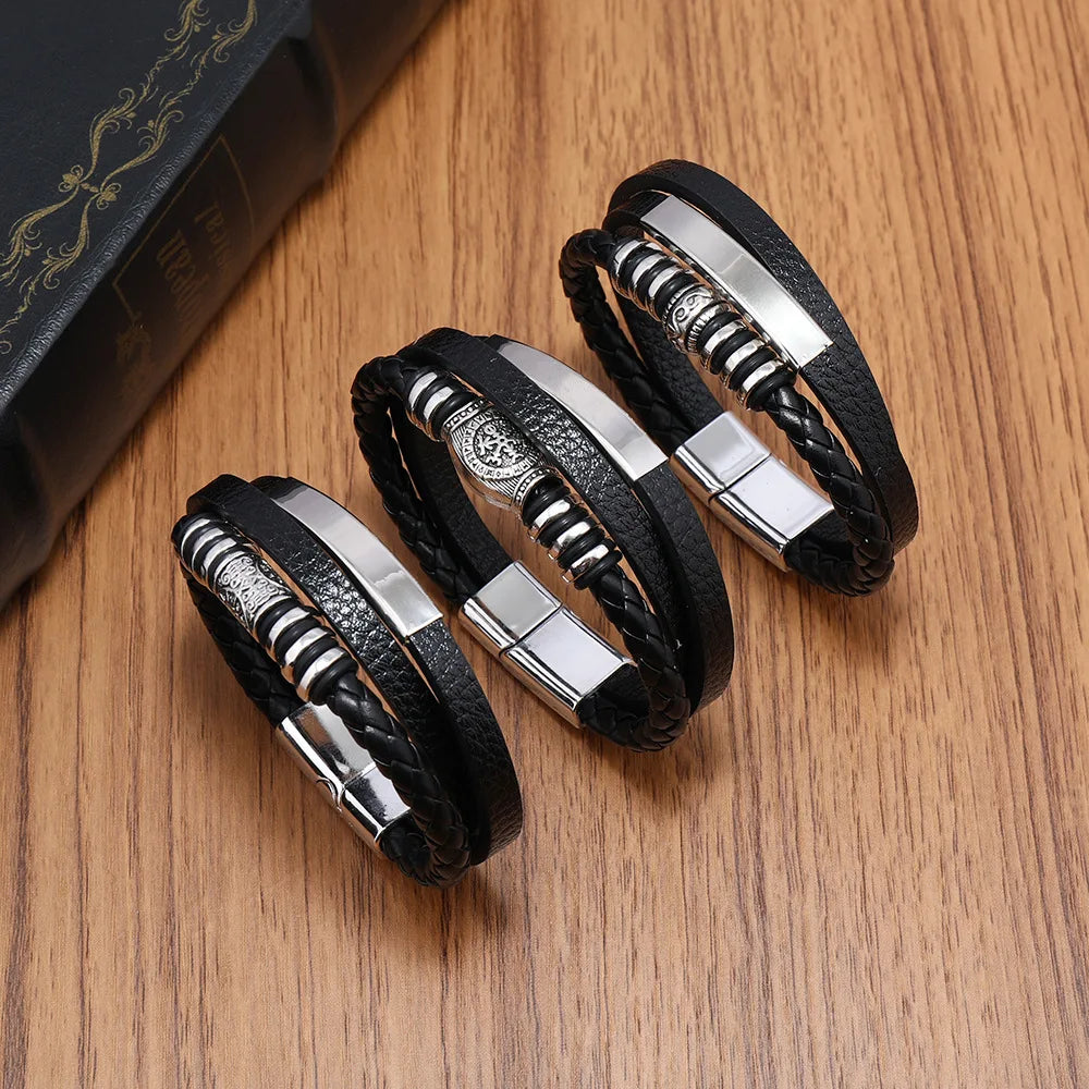 FZ Men's Stainless Steel Multilayer Braided Rope Bracelets - FZwear