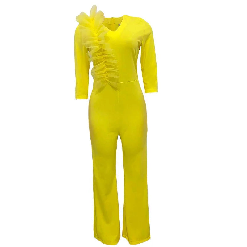 FZ Women's Elegant Solid Mesh Wide Leg Sexy Jumpsuit - FZwear