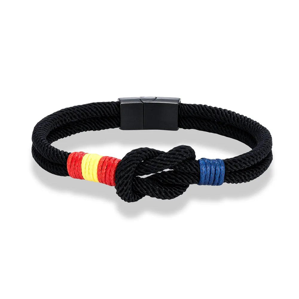 FZ Spain Flag Double Strand Brushed Black Stainless Steel Bracelet - FZwear