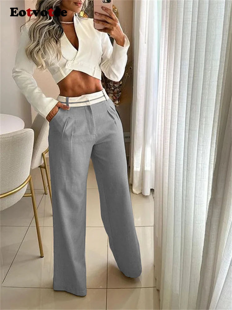 FZ Women's Casual Solid Color Loose Two Piece Pants Suit - FZwear