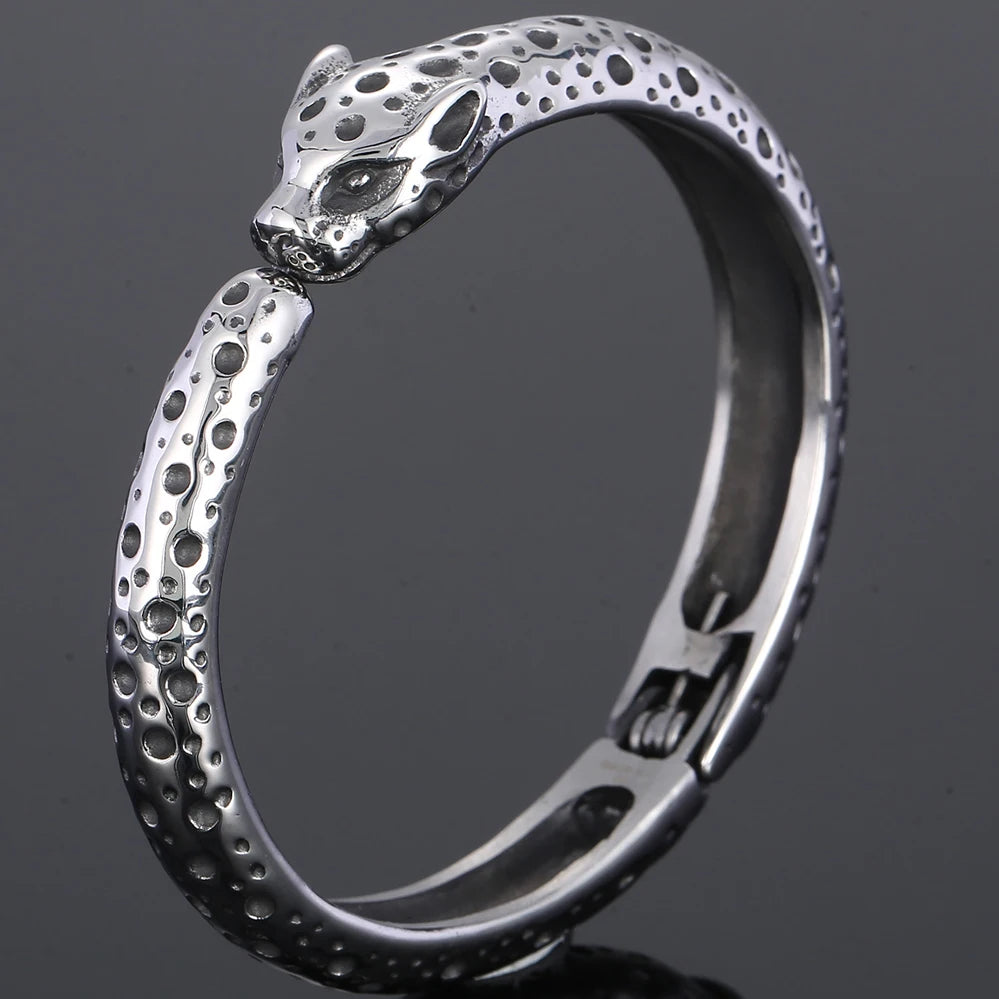 FZ Leopard Head Open Cuff Stainless Steel Bracelet - FZwear