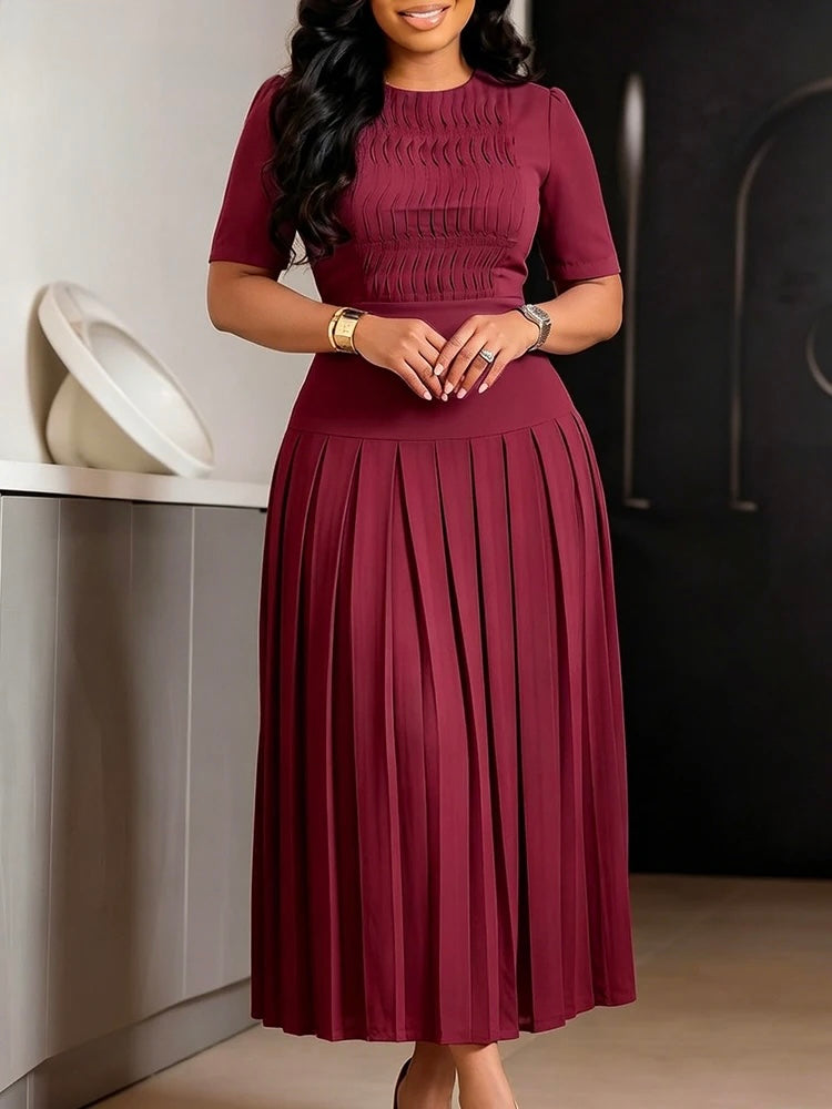 FZ Women's O Neck Half Sleeve A-Line Church Maxi Dress