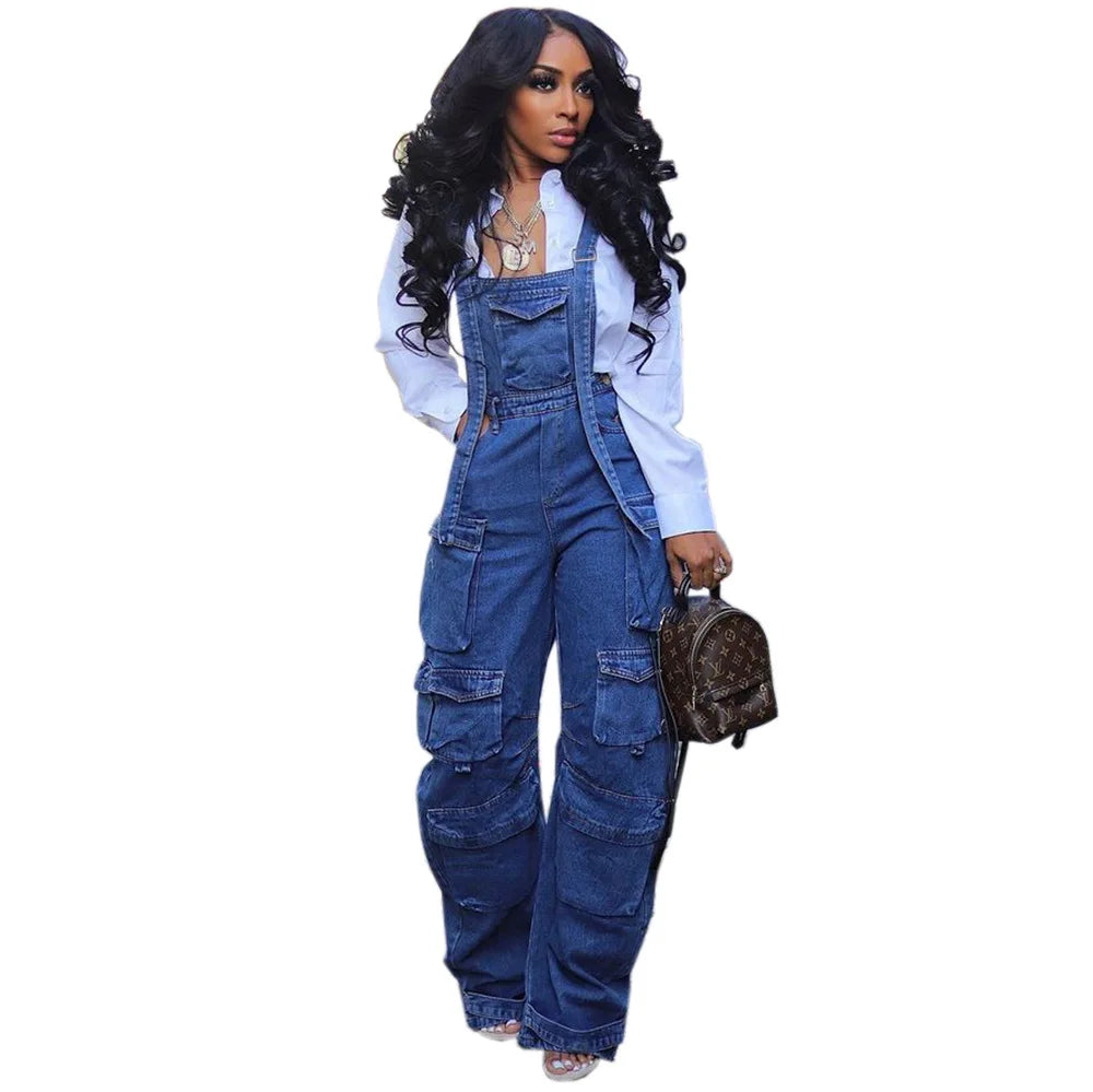 FZ Women's Loose Vintage Preppy Style Overalls Streetwear Chic Jumpsuit - FZwear