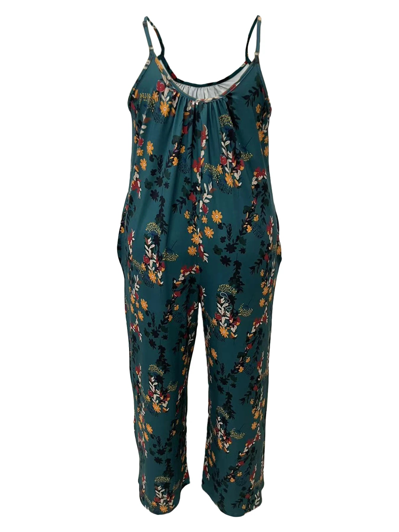 FZ Women's Plus-size floral print vacation style jumpsuit