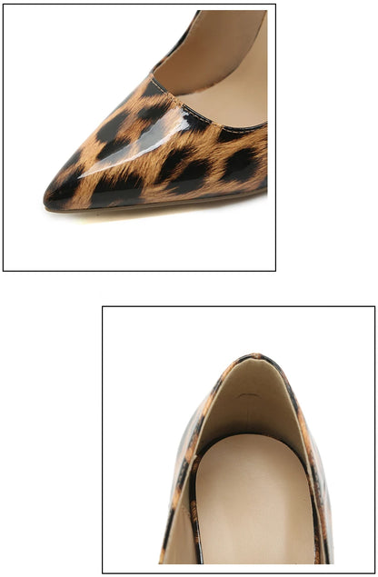 FZ Women's Sexy Rome Style Thin High Heel Leopard Print PU Shoes