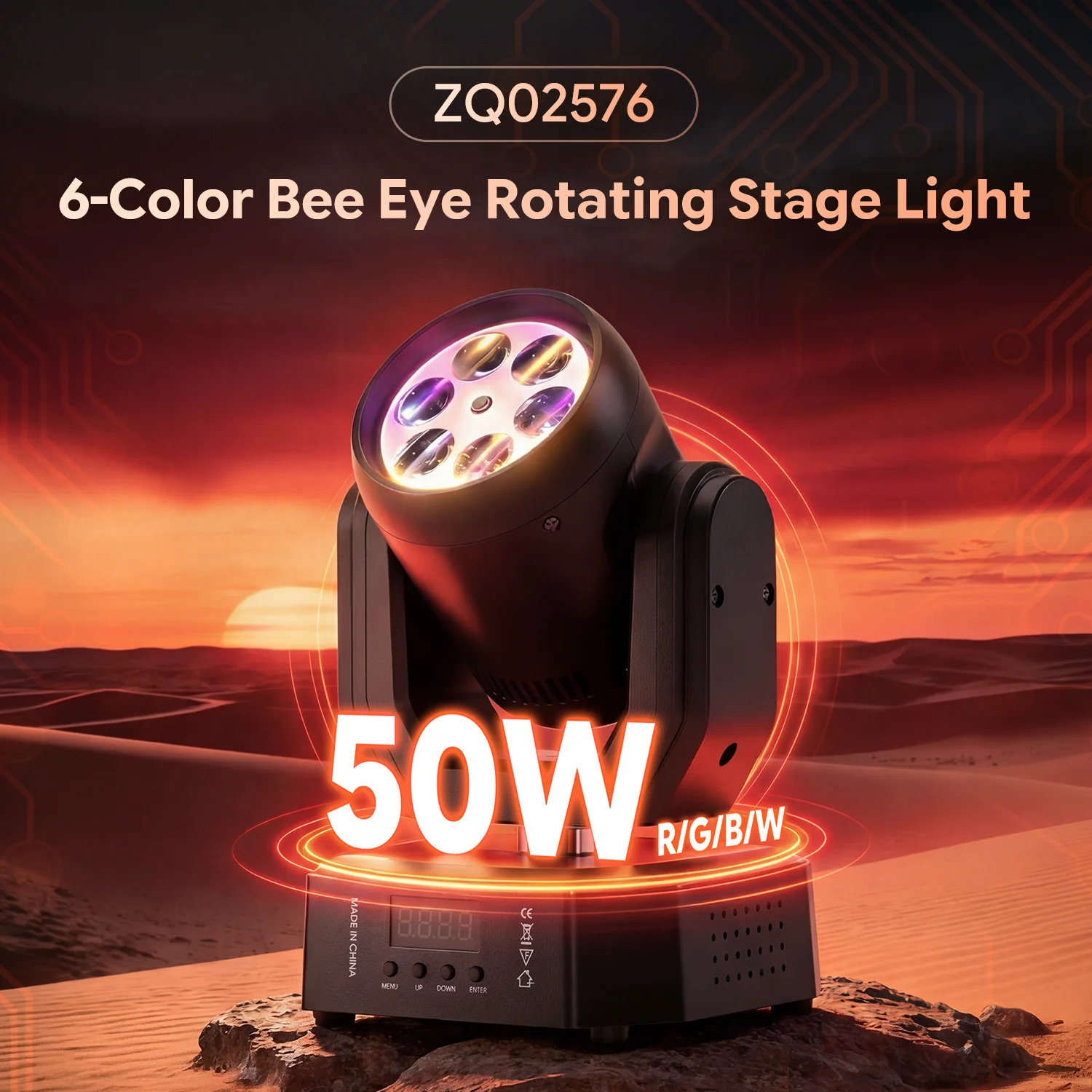 FZ 1/2/4Pcs Mini 50W Bee Eye Moving Head  LED Rotating DMX Stage Lighting