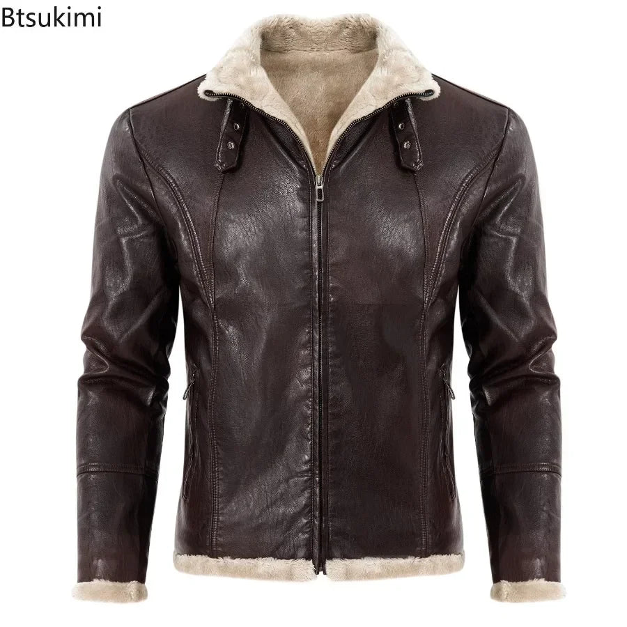 FZ Men's Thick Warm Leather Fashion Oversized Fur Integrated Jacket - FZwear