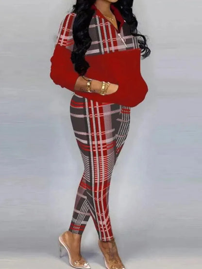 FZ Women's Matching Sets Stripe Print Two Pieces Pants Suits - FZwear