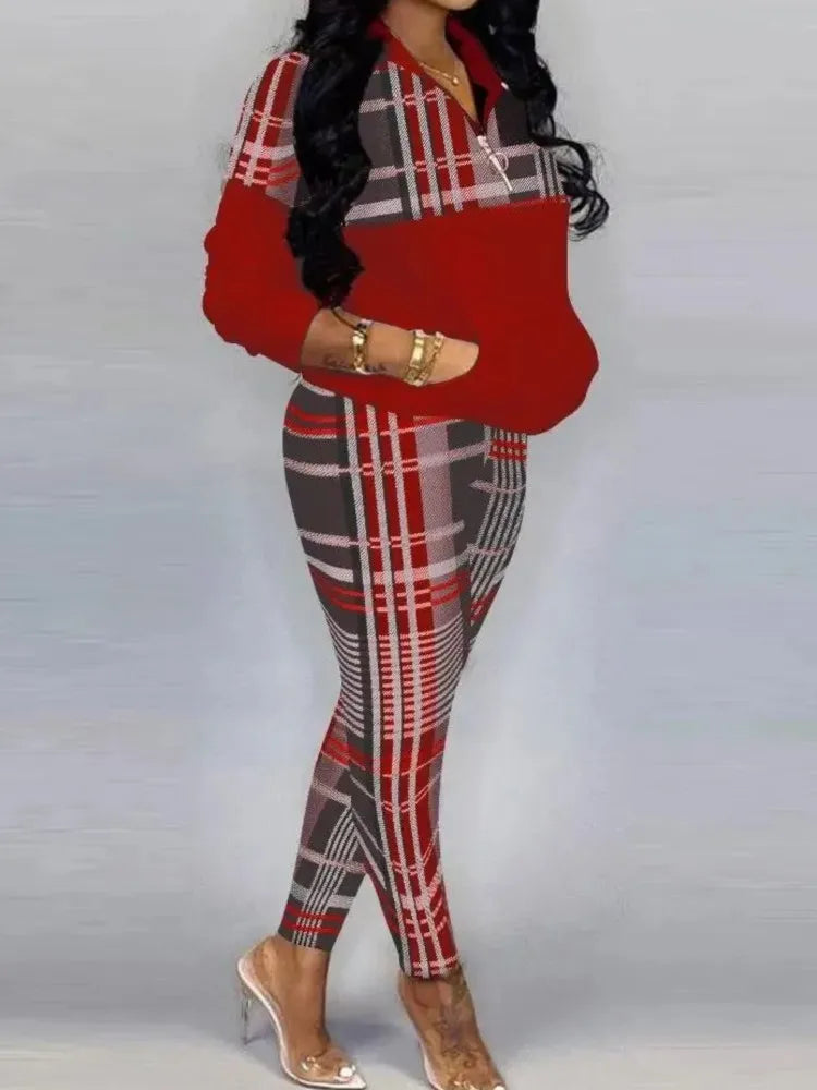 FZ Women's Matching Sets Stripe Print Two Pieces Pants Suits - FZwear