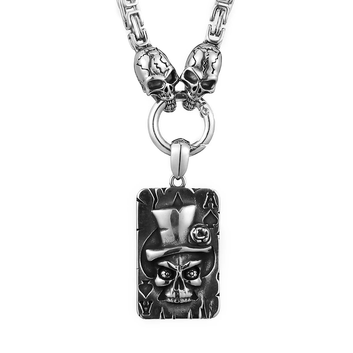 FZ Stainless Steel Ace of Spades Skull Ghost Head Necklace - FZwear