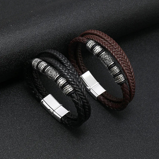 FZ Men's Stainless Steel Multilayer Braided Rope Bracelets